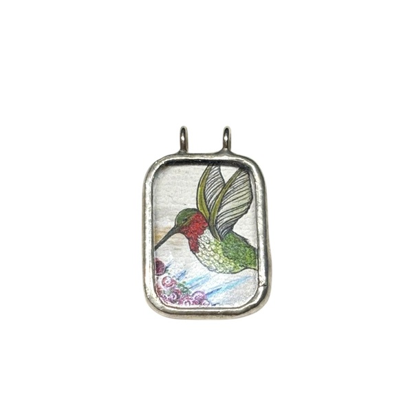 Artist Series Rectangle Pendant: Hummingbird - Picture 1 of 2